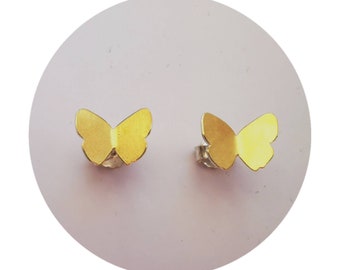 Farfalle orecchini argento con oro fine | Bicolore | Farfalle taglia S