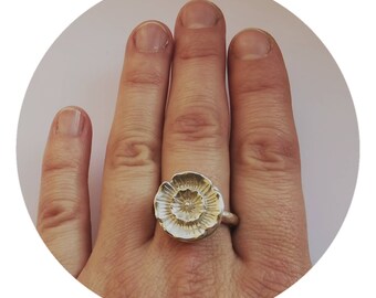 Ring with large flower | Silver Blossom Ring | Silver ring | Gift