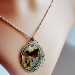 Collier en argent avec grand pendentif avec agate de paysage image 4