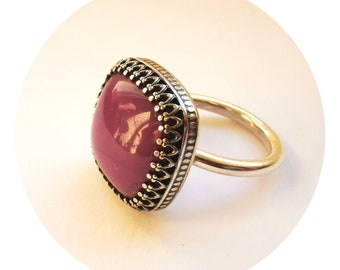 Ring mit Stein | Silberring mit Heterosit | lila Edelsteinring | Geschenk für Frauen