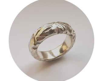 Ring Silber | dicker Bandring weiss |Strucktur Ring