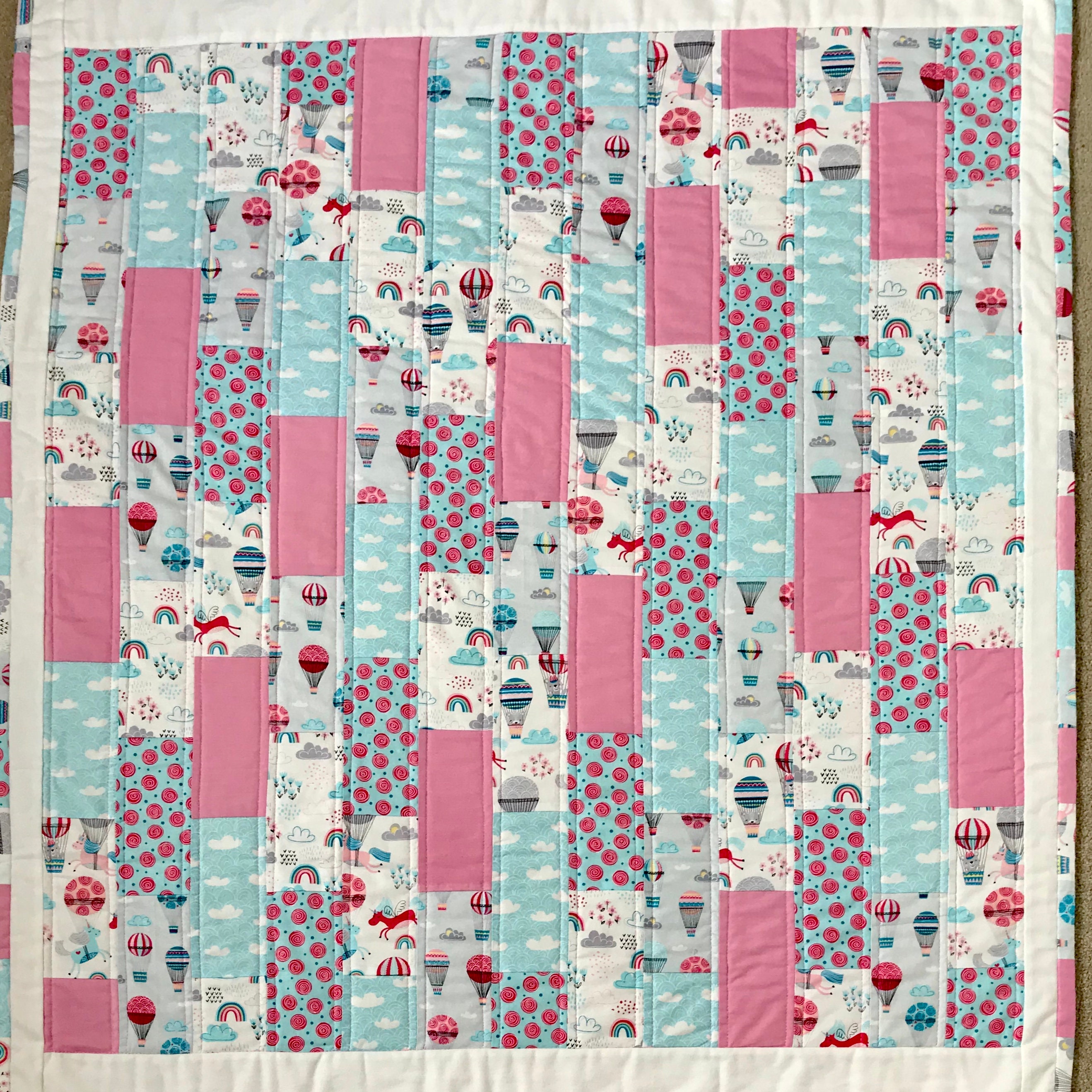 Up Up and Away Pink Cotton Patchwork Baby Quilt Etsy