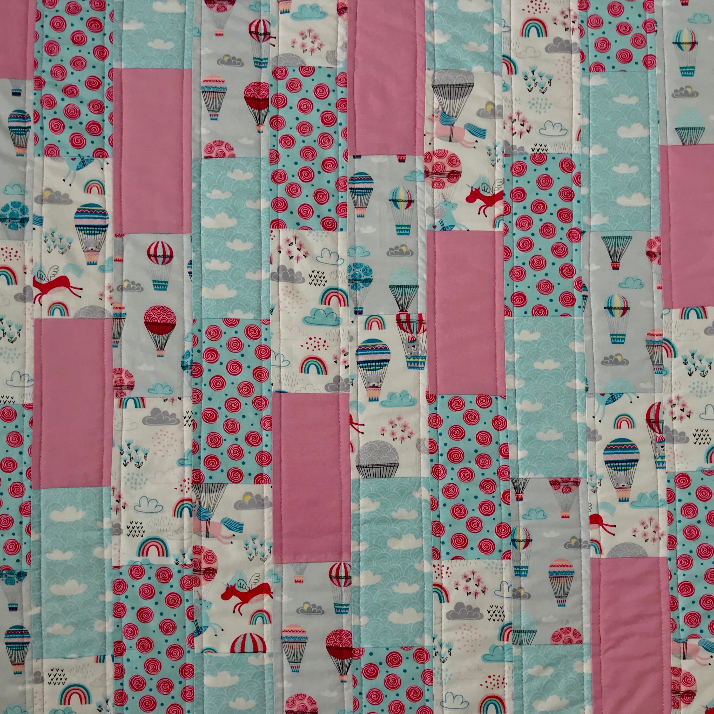 Up Up and Away Pink Cotton Patchwork Baby Quilt Etsy