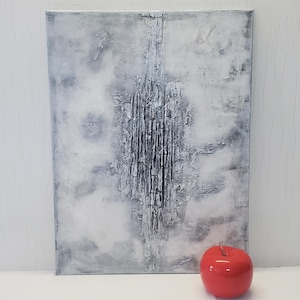 large abstract acrylic painting, structural picture, canvas picture silver metallic, abstract, Powertex structural picture, 60x80, modern art, minimalist