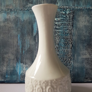 KPM Royal Bavaria Germany, vintage porcelain vase, base number 584/2, handmade, white vase with elegant pattern, relief, table vase