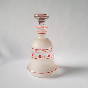 Vintage glass carafe/decanter, wine carafe from the 60s-70s, hand-painted, retro glass, design glass