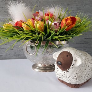 Easter lamb, Easter sheep made of clay, heavy figure, Easter decoration, Easter table decoration