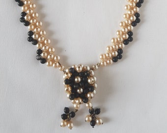 Vintage faux pearl necklace, 50s-60s, old Brooch