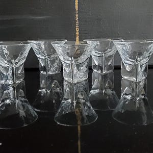 Juego de diseño muy raro de 5 vasos de whisky Libbey St. Regis, vasos de cóctel, vaso de hielo texturizado, base triangular, década de 1950-1960, ¡artículo único!