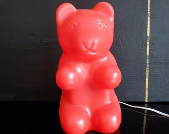 red gummy bear bedside lamp, children&#39;s room lamp, teddy bear lamp, table lamp, pop art 80s-90s, HARIBO Gummy Bear, table lamp children