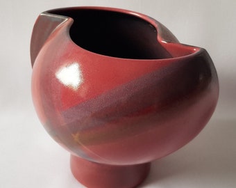 Vase KMK Kupfermühle Orlando,sehr seltene Dekor, Keramik in Pink,West German Pottery,futuristische Form,abstraktes Dekor,aus den 90er Jahren