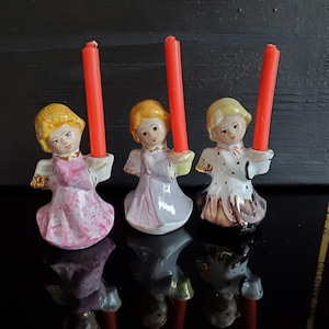 Vintage 3 Porcelain Angel Figures Candle Holder, Christmas Decoration, Advent Decoration, Candlestick, Christmas Decoration, Christmas Decoration