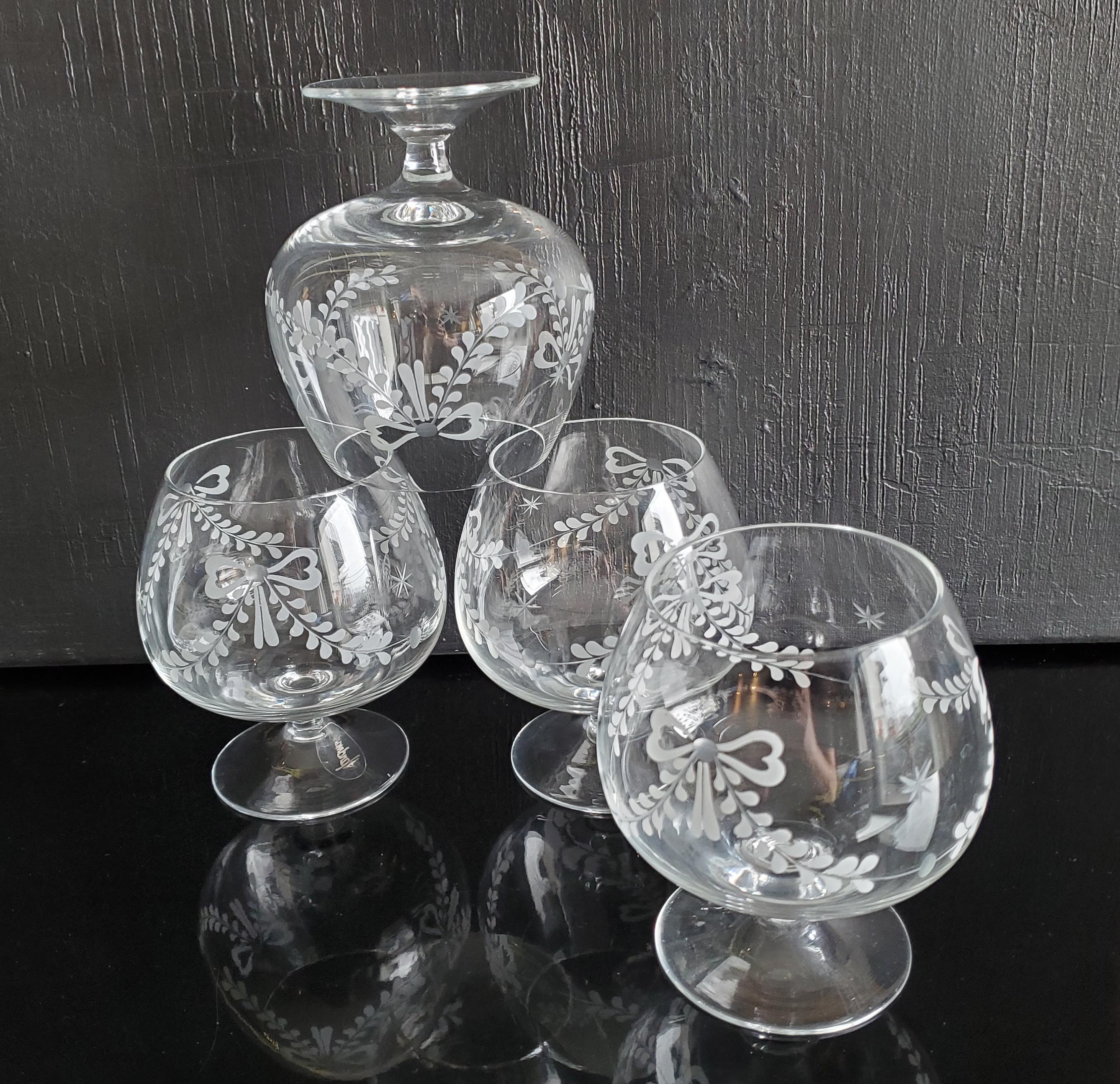 Russian Crystal Wine Glass手作リ酒器 アンティーク雑貨 Set of 4 Leonardo Glass Romantica Cognac Glasses, Cognac Snifter