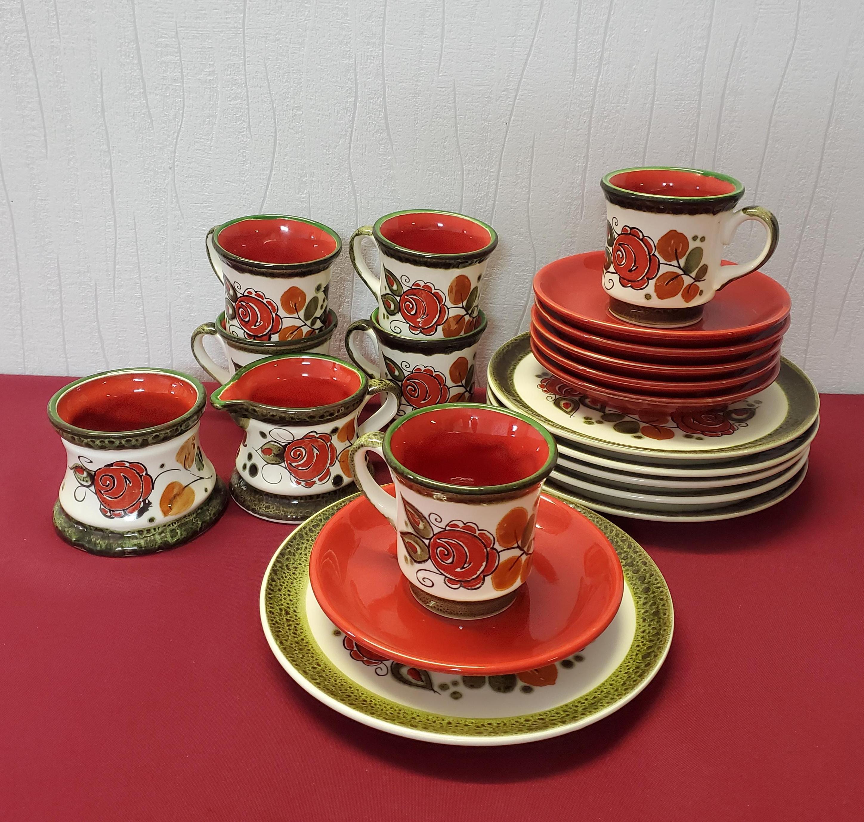 レトロ陶器 SMF シュランベルク、チロル装飾、手描きコーヒー/紅茶