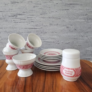 genuine Rüdesheimer coffee, coffee cups, 4 people, 14 pieces, Heinrich Porcelain, Rüdesheimer fruit pot, Pharisee coffee mug, Asbach Uralt
