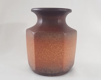 Vase Scheurich, Keramik Vase Nr.297-20,Made in West Germany,braune Keramik aus den 70er,sechseckige Tischvase,germany keramik,germany vase