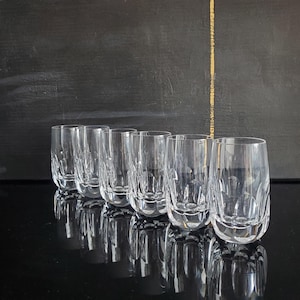 6 Dorotheenhütte Alexandra vattenglas, signerade, tumblers, blykristall long drink-glas, Barthmann vintage, juiceglas, highballglas, bartillbehör, lyx