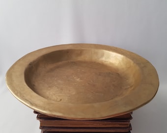 Solid brass bowl, large 30 cm. and heavy approx. 1370 g. Bowl, in Cillini Austria style, fruit bowl, decorative bowl