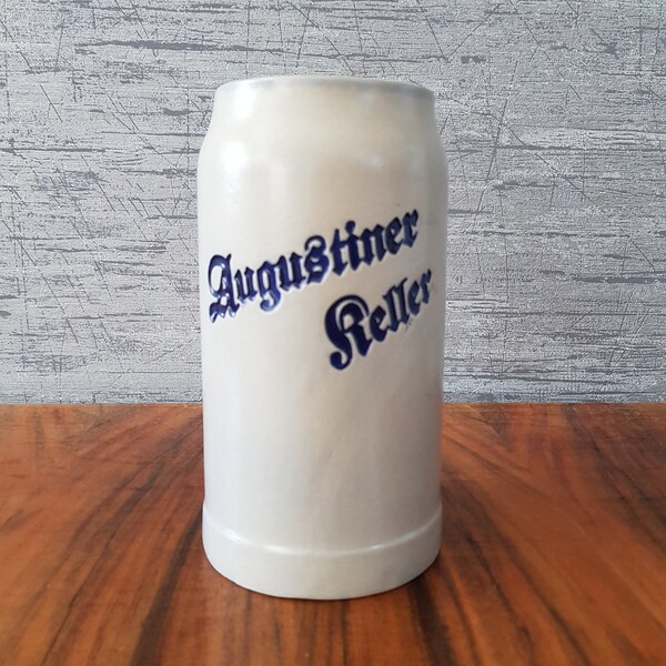 Oktoberfest beer mug Augustiner Keller, 1 liter beer mug, stone mug from the Augustiner Keller Munich