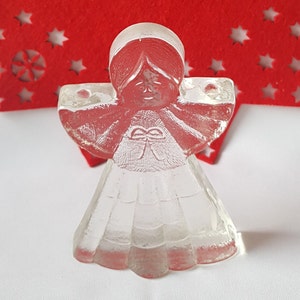 Crystal lights glass angel as candle holder, candlestick, vintage Christmas decoration, Advent decoration