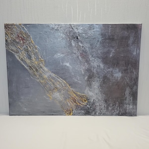 very large abstract acrylic painting &quot;The Golden Way&quot;, abstract picture, canvas, 70x100 gold-silver picture, modern canvas painting, art painting