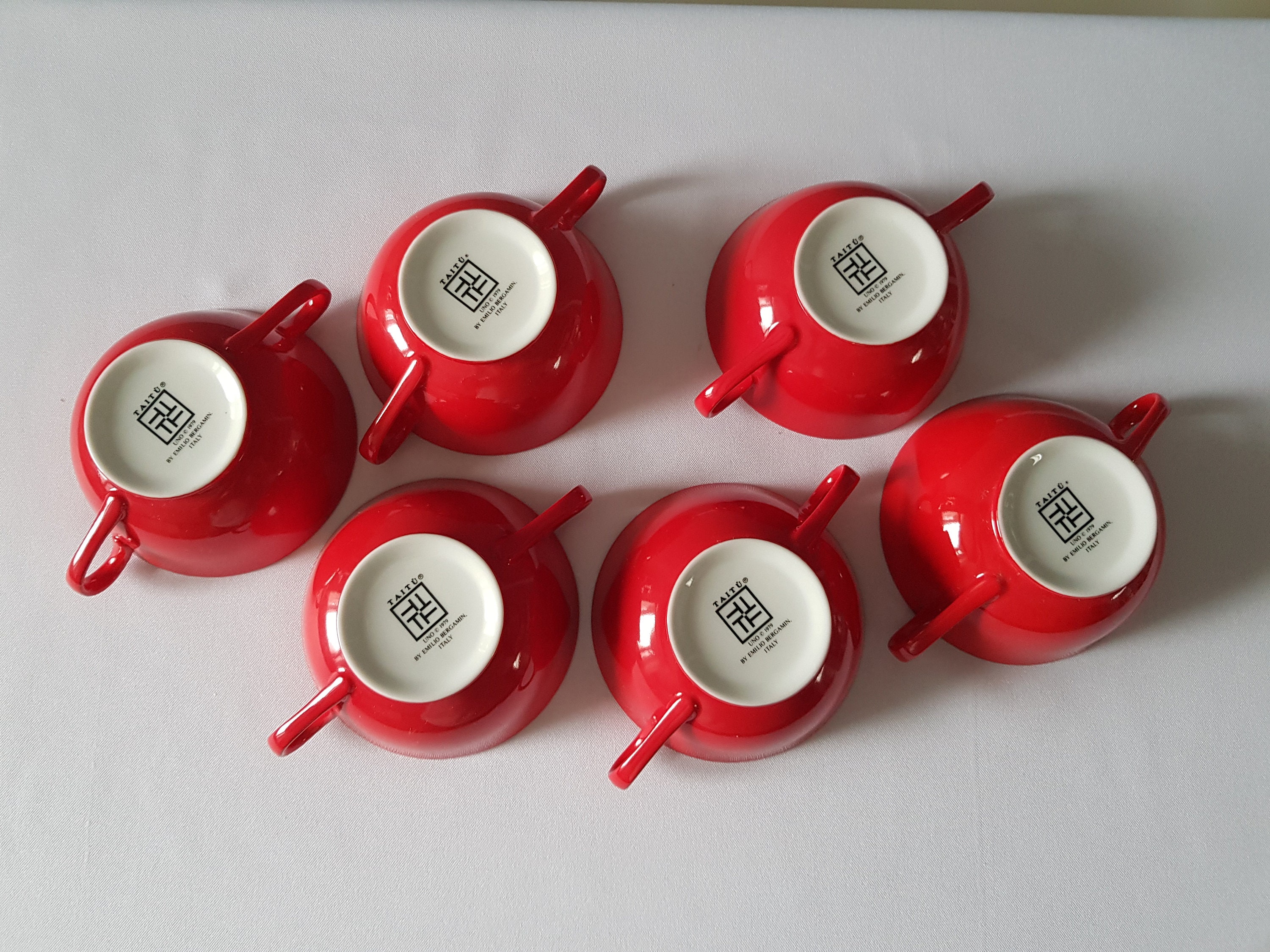 6 Soup Bowls + 6 Saucers, Made in Italy, Taitu Emilio Bergamin