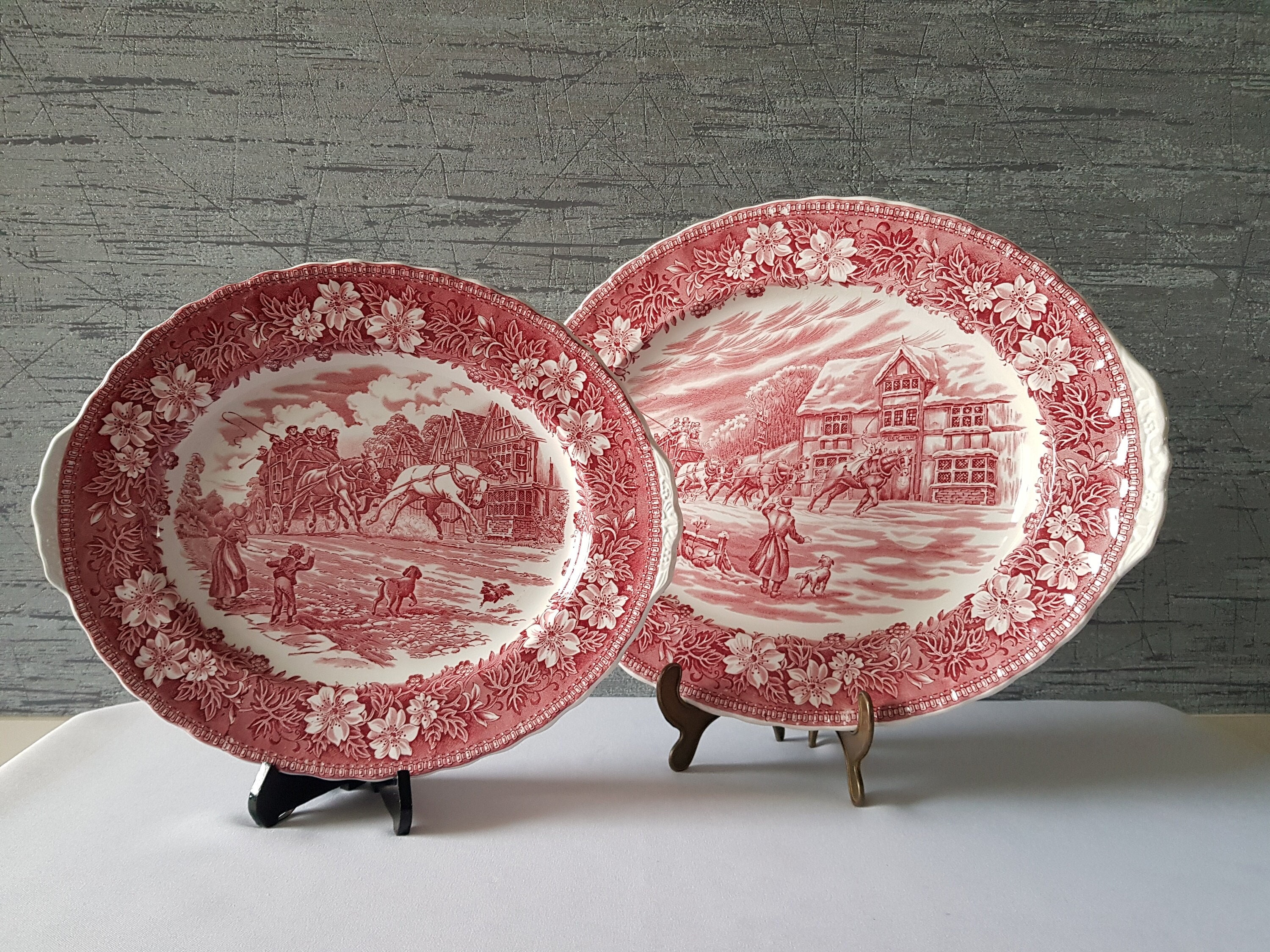 Tudor Wareコーチングタバーン セット5絵皿 Tudor Wareコーチング