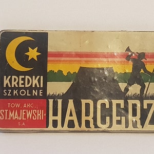 antique metal pencil case, tin can, pencil box, pencil case, collector's item from the 30s, pencil case from Poland, advertising tin can, collector's item