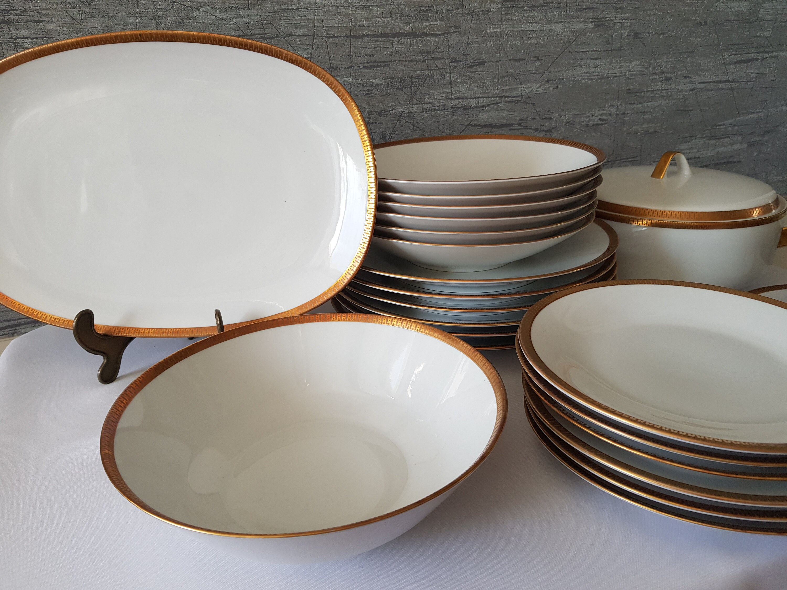 Servicio para 6 personas 22 piezas vajilla vintage porcelana Hutschenreuther Arzberg Baviera Alemania bourdure de oro 1969 1972 Etsy Espana