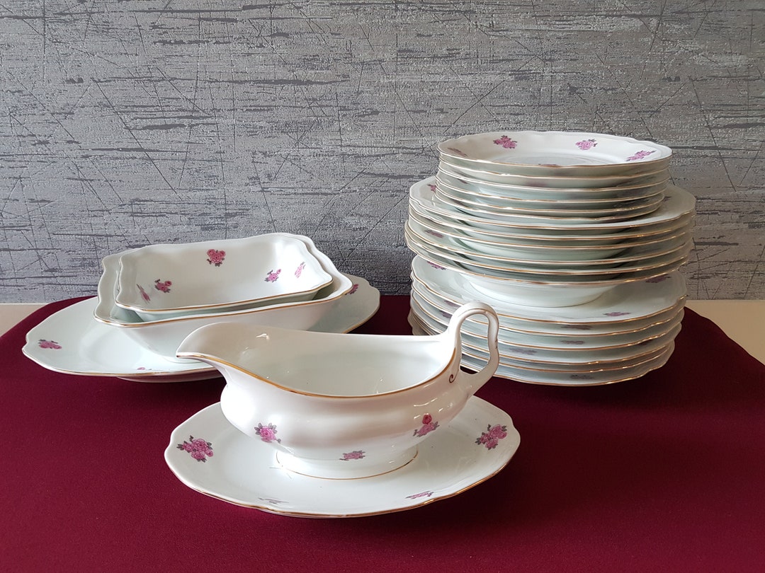 Elegantísima vajilla Art Déco, servicio de mesa de porcelana Eamag