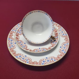 Art Deco Porcelain Hutschenreuther, base signature 1925 - 1939, 3-piece collector&#39;s cup set trio Selb Bavaria Germany Porcelain, trio cup set