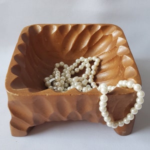 Vintage teak bowl, teak wood offering bowl, serving bowl, fruit bowl, jewelry bowl