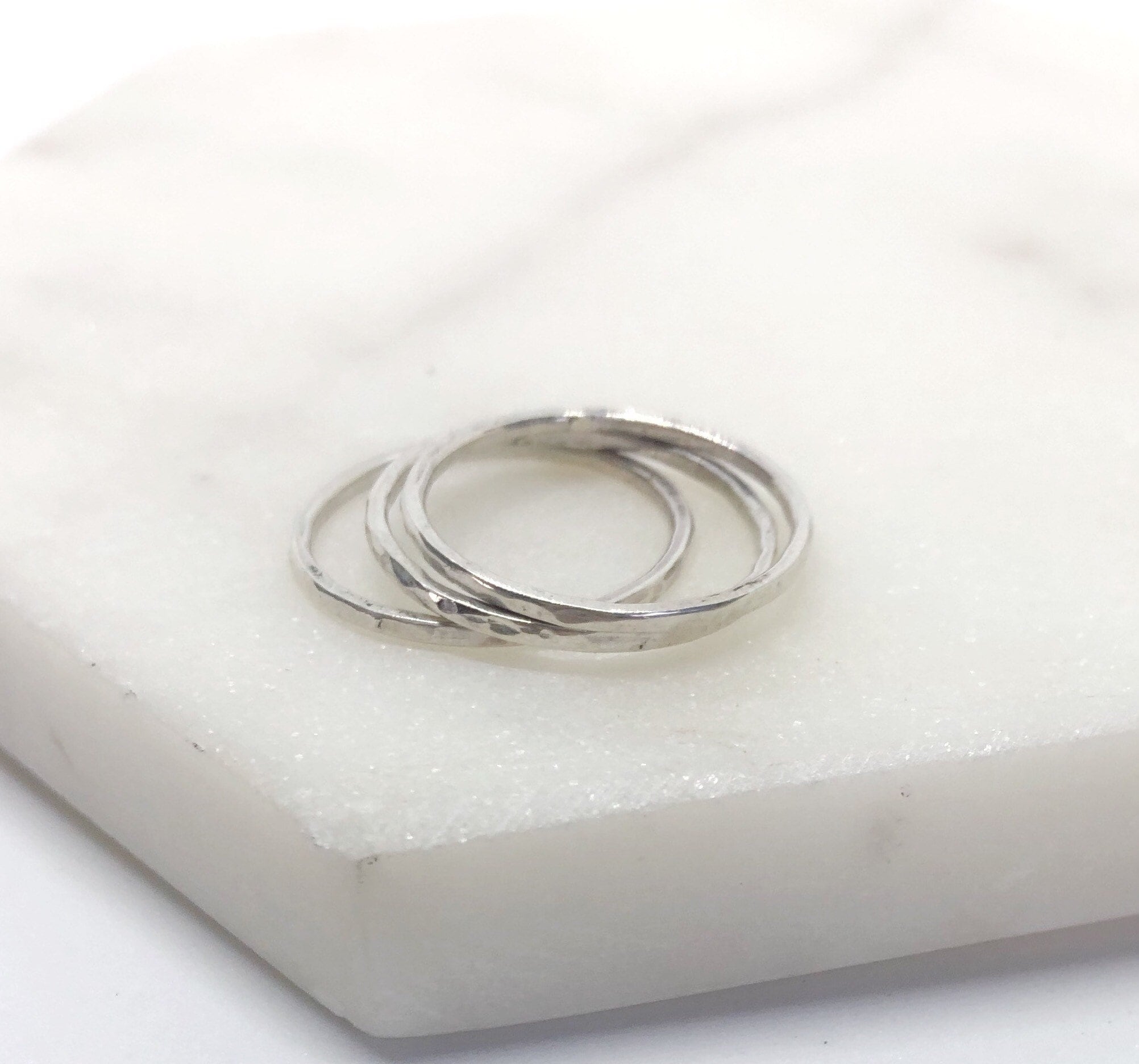 Dainty Sterling Silver Stacking Ring - Hammered Ring - Beaten Ring