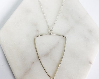 Sterling Silver Large Triangle Necklace- Trinity Necklace - Wire Necklace - Triangle Necklace