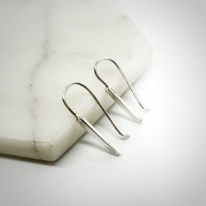 Sterling Silver dainty bar hook earrings - Skinny Bar Earrings- Dainty Bar Earrings - Handmade Silver Earrings