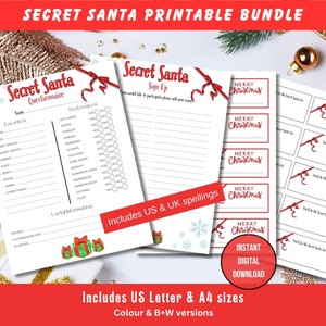 Wichtel-Fragebogen für Kollegen, Wichtel-Geschenkaustausch, Wichtel-Wunschliste, Büro-Geschenkaustausch, Weihnachtsmann-Formular.