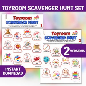 Toyroom speurtochten afdrukbaar voor kinderen, indoor activiteit op regenachtige dag, tracker en checklistspel, opruimplezier speelkamer, zoek en vind-spel
