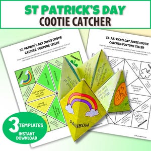 St Patrick's Day Joke Teller, Printable Cootie Catcher, Fortune Teller Instructions, St Patty's Template Download, Kids Origami Toy