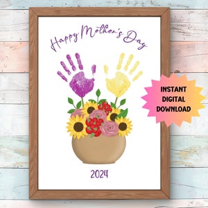 Muttertag Handabdruck Kunst, Andenken Sofortiges Geschenk für Mama, Oma, Kinder DIY Klassenzimmer druckbare, Homeschool Malerei Handwerk für Kinder