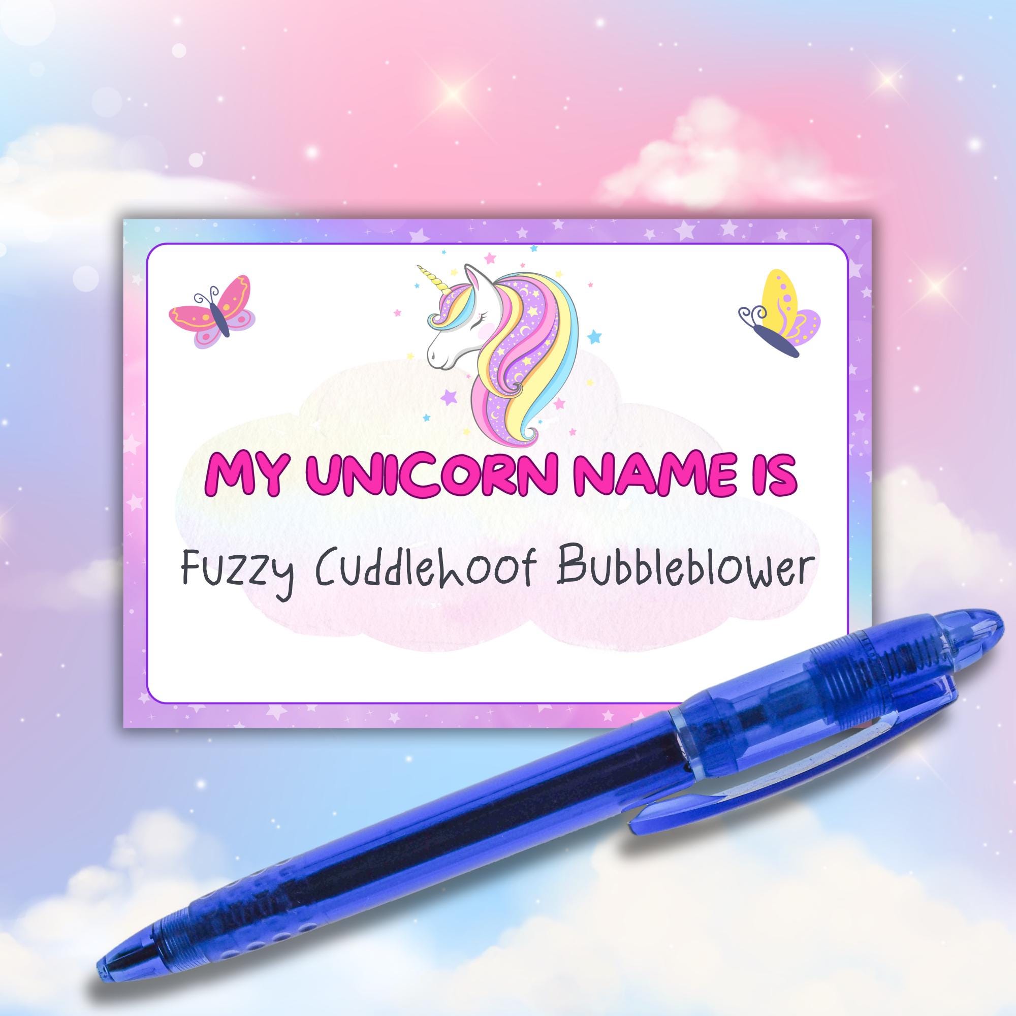 Whats Your Unicorn Name Party Game for Kids, Fantasy Label Generator ...