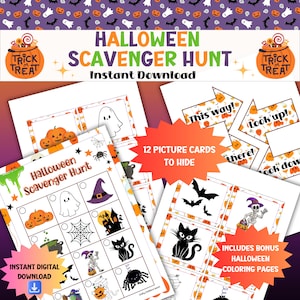 Caça ao tesouro de Halloween para crianças, atividade de Halloween interna ou externa, caça ao tesouro de aventura de férias, divertido jogo de festa de Halloween,