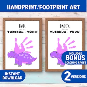 Regalo per la festa del papà, kit artistico con impronte di mani di dinosauro, stampabile fai da te per bambini, lavoretti per la classe, biglietto di auguri di compleanno con ricordo sentimentale per papà