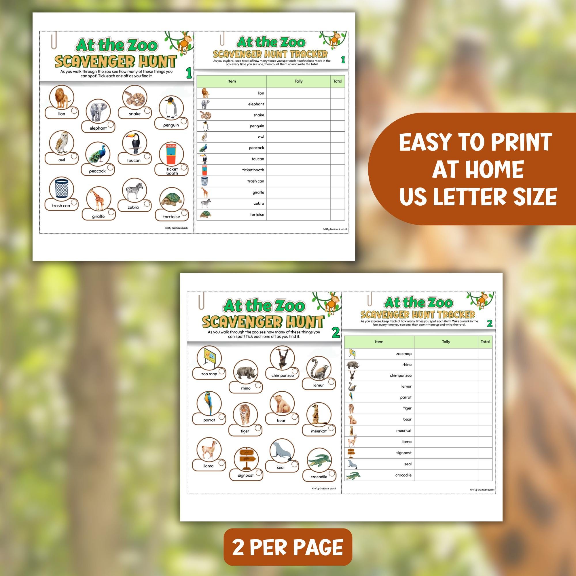 Zoo Scavenger Hunt Printables for Kids, Animal Adventure Activity, Zoo ...