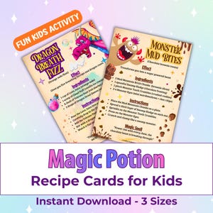 Magic Potion Recipe Cards for Kids, Printable Potion Recipes, Wizard Potion Party Activity, Fantasy Potion Recipe Cards, Instant Download