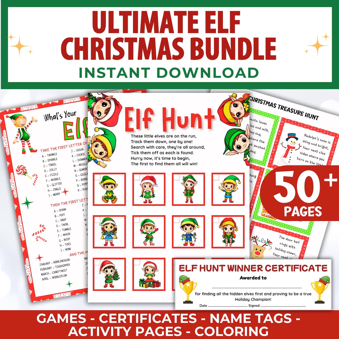 Ultimate Elf Christmas Activity Bundle – Printable Games, Hunts ...