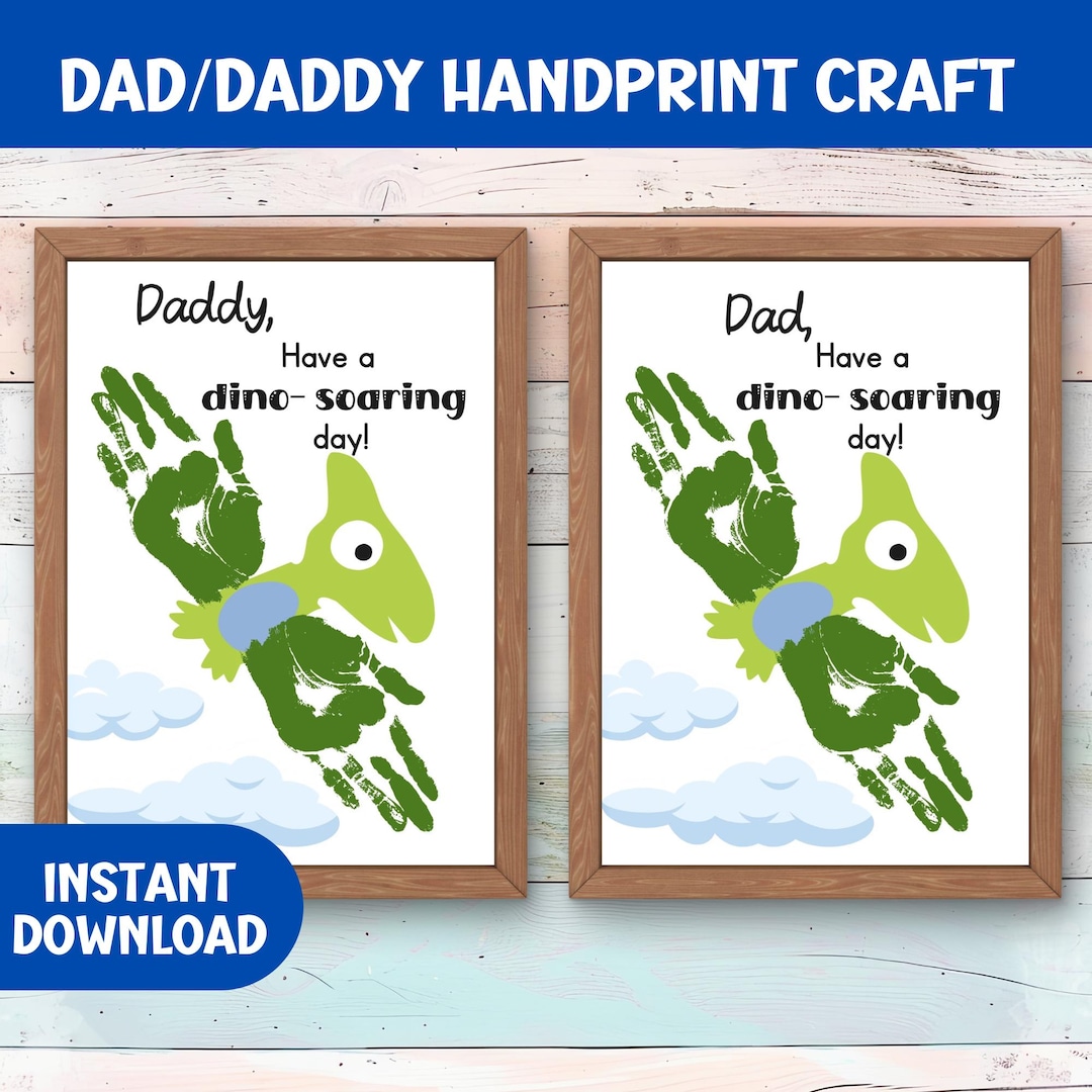 Fathers Day Gift, Dinosaur Handprint Art Kit, DIY Printable for