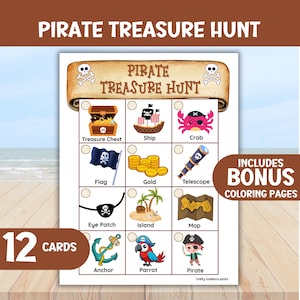 Pirate Scavenger Hunt Game for Kids, Indoor or Outdoor Treasure Hunt, Fun Pirate Birthday Party Activity, School Holiday Adventure Cards