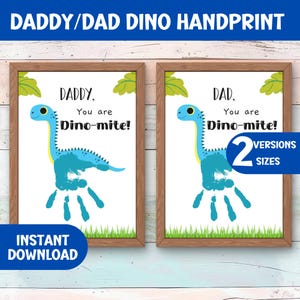 Kit artistico con impronte di mani di dinosauro per la festa del papà, dinomite fai da te stampabile per bambini, lavoretto per la classe, ricordo sentimentale e biglietto di auguri per il papà.