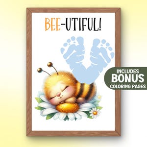 Impronta d'ape, ricordo dell'impronta del piede del bambino, attività per bambini in età prescolare per la Giornata mondiale delle api, decorazione murale per la cameretta dei bambini, regalo per neonato