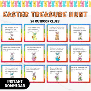 Osterei-Schnitzeljagd, druckbare Outdoor-Schatzsuche-Hinweiskarten, Kinder-Osterhase suchen & finden, verstecken und suchen Herausforderungsspiel